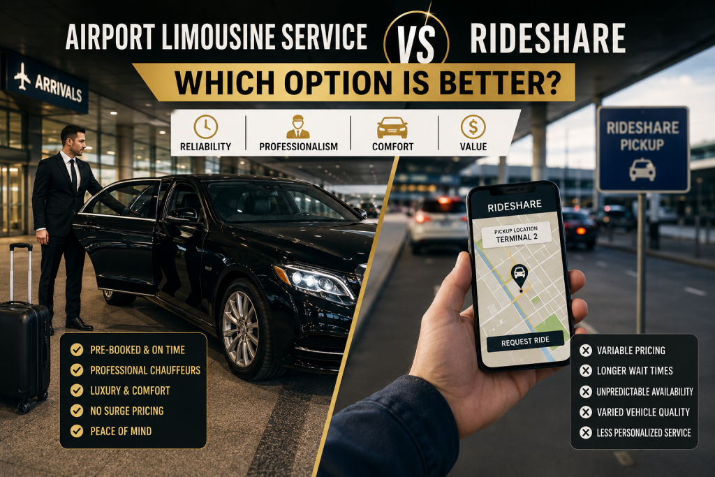 Airport Limousine Service vs Rideshare: Which Option Is Better? - LimoVibes blog article