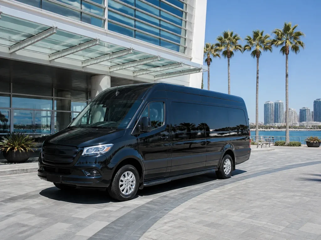 Editorial image of executive group transportation in San Diego